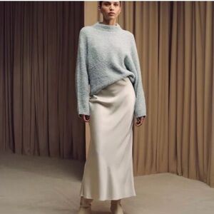 Abercrombie & Fitch Cream Satin Maxi Skirt